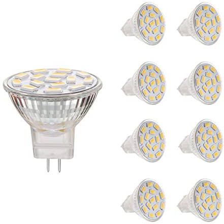 AHEVO 3.5W MR11 GU4.0 LED Light Bulbs, Equivalent to 25-35W Halogen Lamps, GU4.0 Base AC/DC 12V, 350 LM, 120° Flood Beam, 3000K Warm White, Recessed Lighting, Track Lighting, Pack of 8
