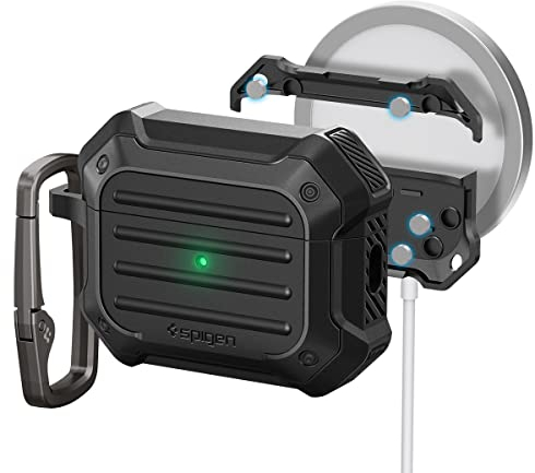 Spigen Tough Armor MagFit Hülle Case Kompatibel mit AirPods Pro 2. Generation (2023/2022) - Schwarz