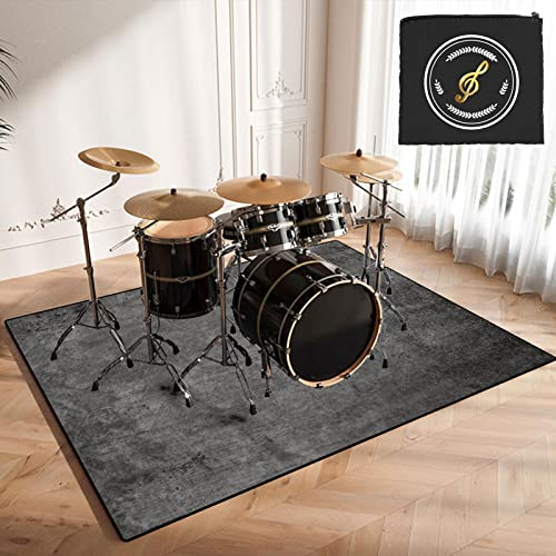 CDVR Drum Teppich Schlagzeugteppich, Schallschutz Teppichmatte, rutschfeste Schallschutzmatte, Schallschutzteppich Für Bassdrum-Snare, Schlagzeug Teppich 120cm x 80cm - Mit Spezialtasche