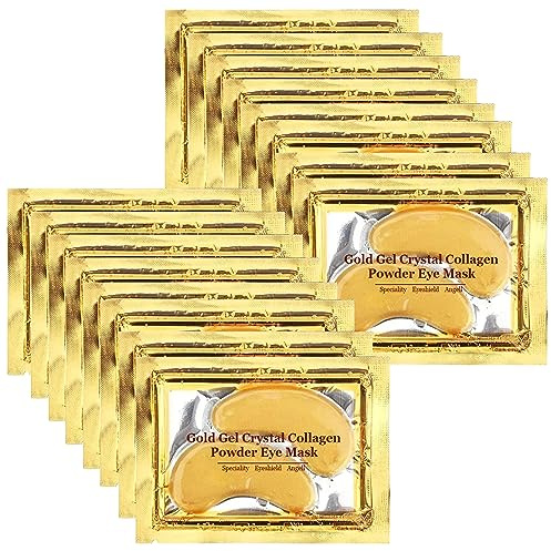 24K Gold Eye Mask, Jiasoval 16 Pairs Under Eye Patches Skin Treatment Mask, Crystal Collagen Under Eye Mask for Reducing Dark Circles, Moisturizing, Puffiness and Eye Bags, Anti-Wrinkle, Hydrating