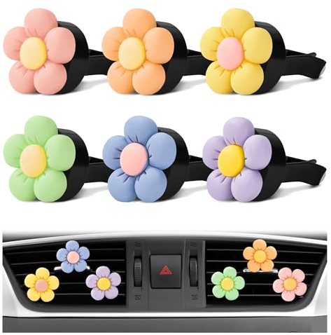 Blume Auto Lufterfrischer Clip Auto Aromatherapie Diffusor Auto Klimaanlage Duft Dekoration Zubehör für Mädchen Frauen 6 Stück