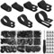 Samulee 114 Stück R Typ Kabelklemmen, 6 Größen Nylon R Clip, Kabelhalter Schraubbar mit 100 Stück Schrauben, für Drahtmanagement（5.5mm,6.35mm,8.35mm,10.35mm,12.7mm,15.8mm,19mm)