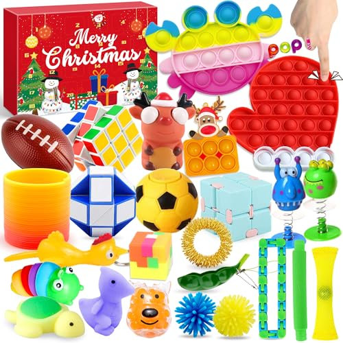 Lubibi Calendario de Adviento 2024 Fidget Toys, Calendario De Cuenta Atrás De 24 Días, con 24 Pcs Juguetes Antiestrés y Ansiedad,Caja Misteriosa, Sorpresa Niños y Niñas