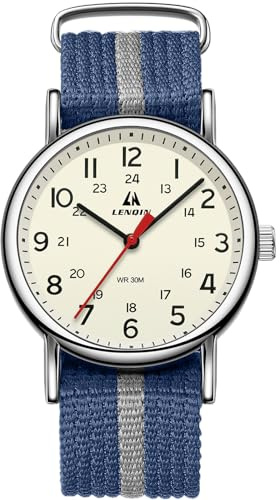 LN LENQIN Armbandsur, män, analog militärklocka, utomhus, klocka, män, analog herrklocka, vattentät, taktisk klocka med nylonband, herrklocka, digital (blå), blå
