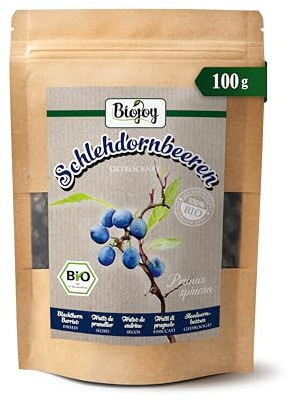 Biojoy Ekologiska slånbär, torkade, hela, slånbärste, 100 g | Löst fruktte, Prunus spinosa L.