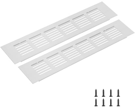 sourcing map Rectangle Ventilation Grille 250x60mm/10x2 Silver Tone | Aluminum Alloy Mesh,Air Vent Cover,Louvered Ventilation Cover,with Mounting Screws for Cabinet Shoe Closet