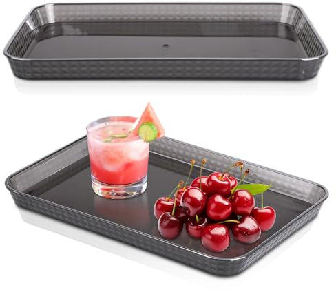 imposyu 2 Piezas Bandeja Plastico Rectangular 31x21x2,5cm Bandejas para Servir Comida Bandejas de Plastico Rectangulares Pequeñas para Cocina, Restaurante, Hotel