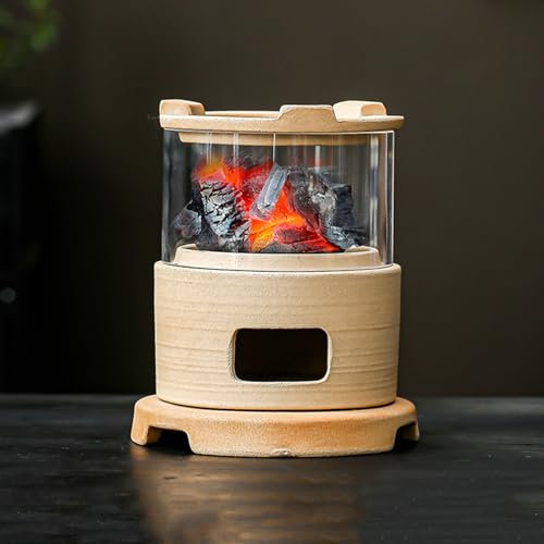 Stufa a carbone di argilla, stufa per barbecue in ceramica, stufa per grigliate al chiuso, braciere da tavolo, stufa portatile per preparare il tè, acqua bollente, s'mores, barbecue(13x16cm/5x6)
