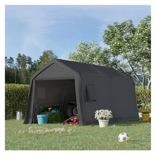 2,4 x 4,3 m Heavy Duty Outdoor Portable Carport con telaio in metallo e prese d'aria di stoccaggio riparo per biciclette moto auto camion barca garage capanno portatile per uso esterno