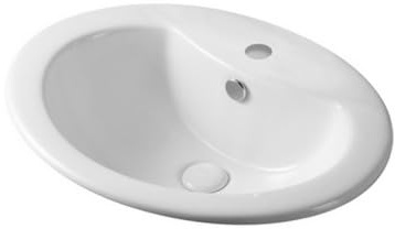 Lavabo Da Incasso Soprapiano Ovale 56x46 Cm In Ceramica Bianco Lucido – Monoforo Con Troppo Pieno