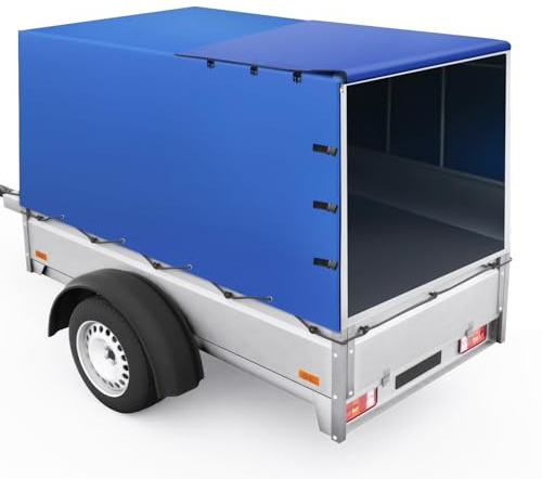 Telone per rimorchio, 210 x 114 x 90 cm, con corda per telone, in materiale PVC, rinforzato, per rimorchi auto, 700 kg