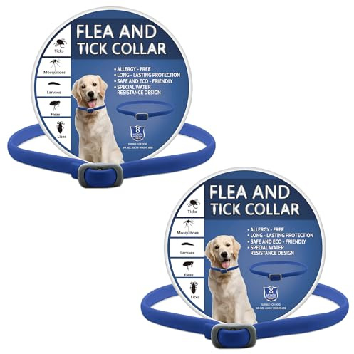 Dog Repellent Collar 2 Pack, Adjustable 65cm Water-Resistant Repellent Collar, Long-Lasting Natural Protection, Cut-to-Size Design for Small Medium Large Dogs (Dark Blue)