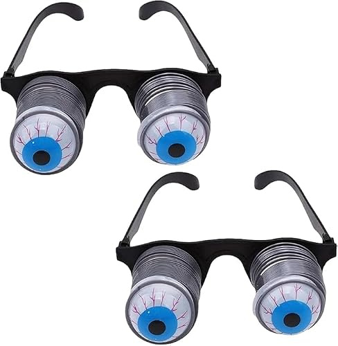 2Pcs Pop Out Eye Glasses Wobbly Eyes On Springs Pop Out Eyes Novelty Glasses Halloween Carnival Party Plastic Joke Horror Shock Pop Eyes Glasses Toy Gag Toys and Practical Jokes Novelty and Gag Toys