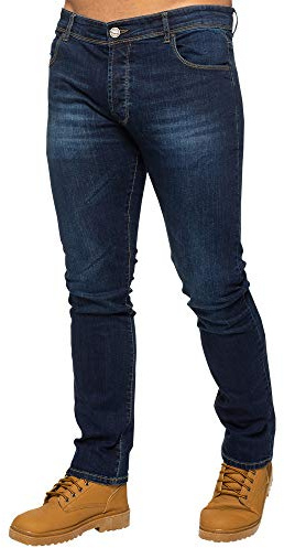 Ze ENZO EZ325 Mens Stretch Skinny Slim Fit Jeans Flex Stretchable Denim Pants Stretch Trousers Dark Stonewash 28S