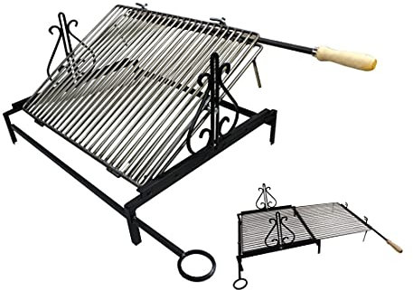 Sbalchiero Griglia Girevole Cm. 60 x 50 Art.55411-100% Made in Italy - Griglia Acciaio Inox Griglie per Camino, Griglia per Grigliata, Graticole, Griglia graticola per Camino