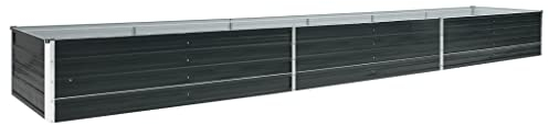 vidaXL Arriate de Jardín Plantas Macetas Mobiliario Muebles Hogar Casa Decoración Exterior Bricolaje Acero Galvanizado Gris 400x80x45 cm