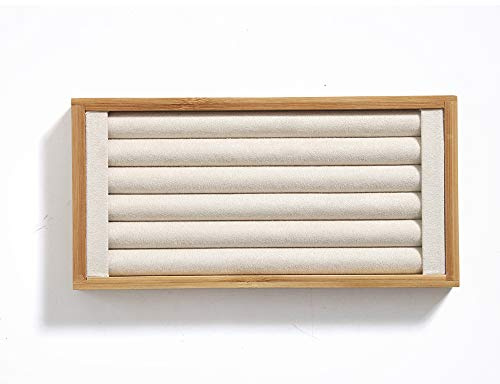 Coward Bamboo Ring Display Holder Jewelry Storage Tray Organizer Ring Stand For Show(beige)