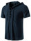 LucMatton Herrenhemden aus Baumwolle, traditioneller Retro-Stil, zum Schnüren, kurzärmelig, für Mittelalter, Wikinger, Hippie-Matching, Navy-A, XL
