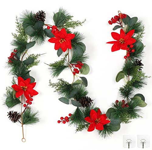 SOMYTING Ghirlanda di Natale Decorazioni Ghirlanda di Natale Artificiale Decorazione Natalizia Pianta Artificiale in Rattan Decorazione per Camino Albero di Natale Decorazione Natalizia