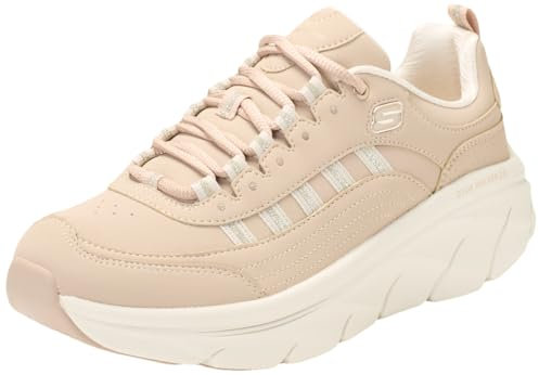 Skechers Damen D'Lux Walker 2.0 Step Sneaker, Taupe Leather/Gold Trim, 38 EU