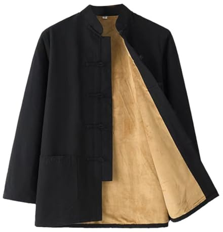 MYIESAXL Winter Warm Plüsch Tang-Anzug, Männer Baumwolle Kung Fu Kleidung Tops Kampfkunst Jacke Mäntel Langarm Tai Chi Kleidung Baumwolle Tai Chi Uniform Kaffee