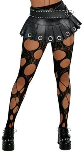 Buitifo Donna Calze a Rete Sexy Elastico Vita Alta Collant alto coscia Leggings(nero gg,M)