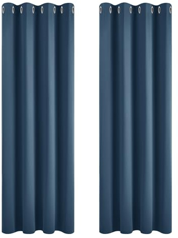 Deconovo Thermal Blackout Curtains Super Soft Eyelet Curtains for Bedroom 66 x 72 Inch Haze Blue 2 Panels