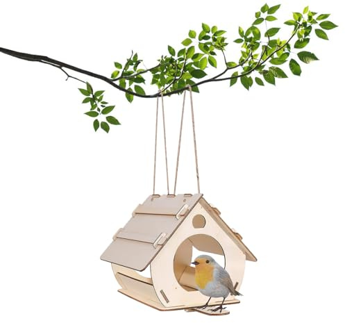Casas de Pájaros Colgantes, Nidos de Pajaros Exterior, Mini Casa Pajaros Exterior de Madera, Mini Casas para Pájaros de Jardín, 16 x 10 x 13cm(Necesita Montarlo Usted Mismo)