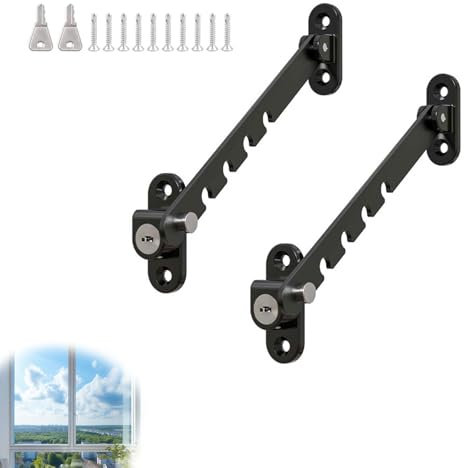 HERKINDNESS 2 Stück Fensterfeststeller, Edelstahl Fenster Kippregler, Kollisionsschutz Kippfenster Feststeller, Verstellbar, Dient zur Einstellung des Winkels Beim Öffnen und Schließen des Fensters