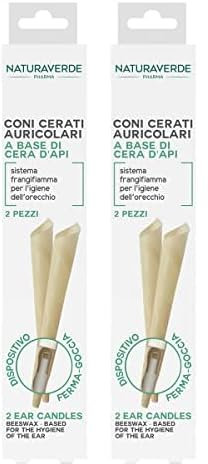 Naturaverde | Pharma - Coni Auricolari Cerati per le Orecchie, Coni Auricolari Cera, Coni Auricolari a Base di Cera d'Api, Coni Auricolari per Pulizia Orecchie, Coni Pulisci Orecchie, 2pz