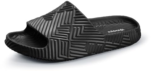 Weweya Shower Slides Bathroom Slippers Sandals Black Women 10.5 Men 9.5