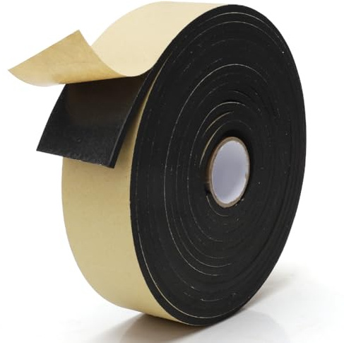 Ranjima självhäftande skumgummi, 6 m skumband, 50 mm bred 5 mm tjock, skumgummi självhäftande tätningstejp neoprenskumtejp för gör-det-själv-tätningar stötdämpare, fönster, dörr, bil, möbelskydd