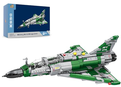 Brihappen Mirage 2000 Kit de construction d'avion de combat – 1012 pièces modèle d'avion militaire réaliste à construire et afficher, cadeau STEM créatif pour adultes et amateurs d'aviation