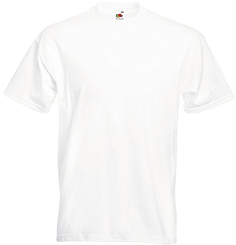 Fruit of the Loom Men Super Premium Short Sleeve T-shirt - White, Medium