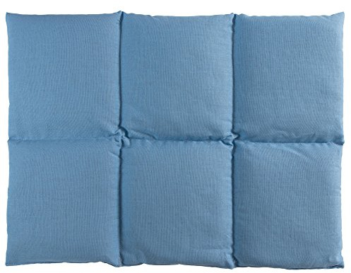 Coussin aux graines de lin 40x30 - Bouillotte sèche - Coussin thermique - Compresse froide (6 compartiments; Design: bleu ciel)