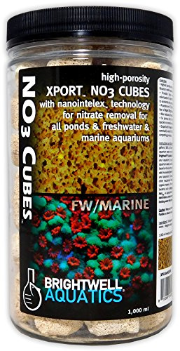 Brightwell Aquatics Xport-NO3 Cubes - ½” Cubes, Sulfur Doped, Activated Denitrification Media, 1000-ML (XPCubeN1000)