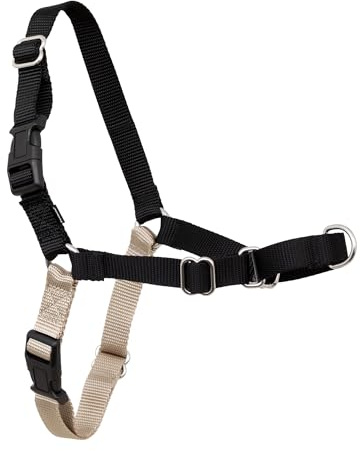 PetSafe Easy Walk Sele för hund, anti-drag för dragfria promenader, patenterad martingaldesign, koppel fästs framtill på bröstet, komfortremmar, ventilerande sele, storlek S, svart och silver