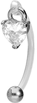 PIERCINGLINE PMFK Bananabell + Chirurgenstahl Design KRISTALL HERZ Piercing Intimbereich Bauch Silberfarben