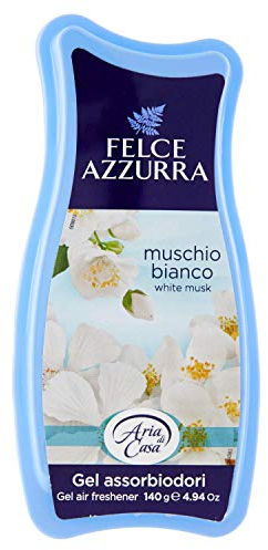 Felce Azzurra - Gel Assorbiodori Muschio Bianco, Profumatore per Ambienti Piccoli, Armadio, Cassetti Assorbi Odori, Deodorante Ambiente Profumo Duraturo, Profumatore Ambiente Fresco, Profumatori 140gr