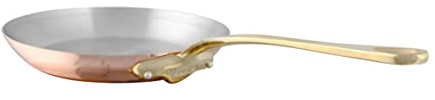 Mauviel M'Heritage 150 B 1.5mm Polished Copper & Stainless Steel Frying Pan With Brass Handles, 10.2-in, Made in France