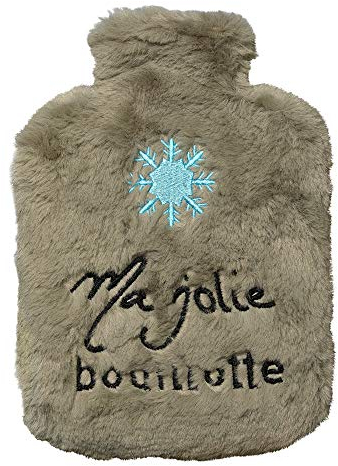 DRAEGER PARIS 1886 - Ma Jolie Bouillotte Chauffante Fausse Fourrure Gris Flocon 17x14cm - Soulagement Douleurs Enfant Dos, Cou, Ventre - Douce Peluche Réutilisable - Facile à Utiliser sans Micro-ondes