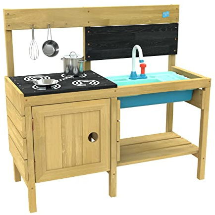 Cuisine D'EXTERIEUR en Bois TP Happy Chef avec Splash and Spray avec Accessoires DE Jeux - Norme FSC dim L94 x l36 x h84