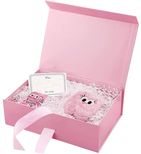 Caja de regalo rectangular reutilizable para bodas, cumpleaños, aniversarios, con tapa, lazo y cinta (21 x 17 x 7 cm)