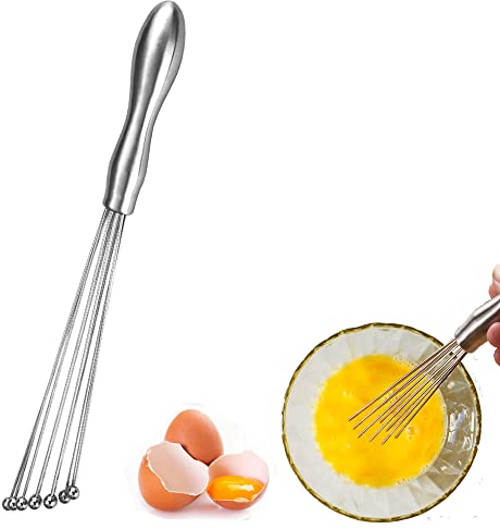 Egg Whisks 12 INCH Stainless Steel Ball Whisk Egg Beater Manual Mixer for Sauces Cream egg