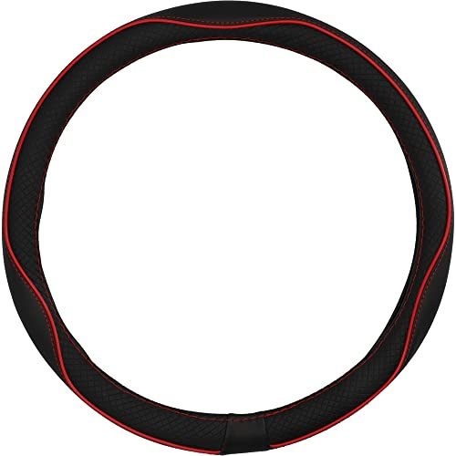 cartrend Lenkradhülle Performance, Auto Lenkradschoner, Anti-Rutsch, 37-39 cm Durchmesser, rot