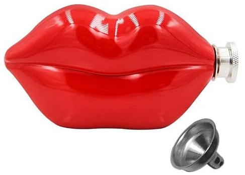 CNFLASK Lips Flask Stainless Steel Lips Shaped Hip Flask (5oz, Red)