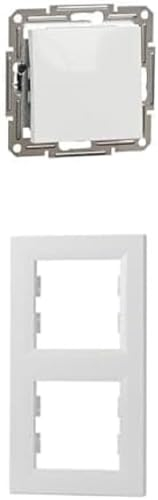 Bundle aus Schneider Electric Asfora EPH0470121D Wechselschalter Unterputz, 10AX- 250 V, Steckklemmen + Schneider Electric Asfora EPH5810221D 2-Fach Rahmen für Schalter und Steckdose, Vertikal, weiß
