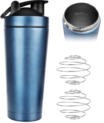 JOLIGAEA Shaker Proteico in Acciaio Inox, Shaker per Proteine Fitness 750 ml, Coppa Sport per Palestra, Allenamento, Fitness, Blu