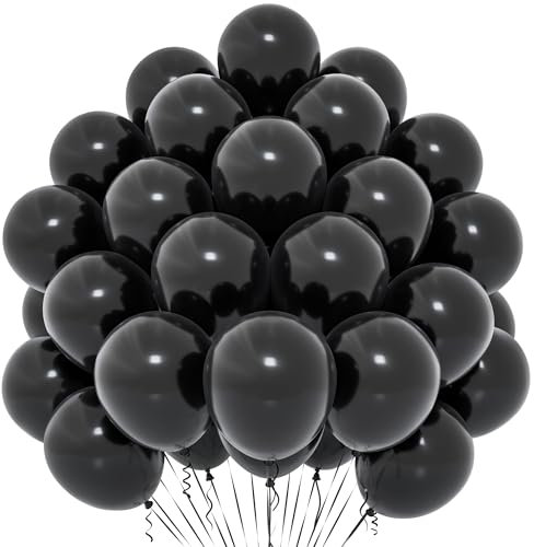 Ballons Noirs, 50 Pièces Ballons Noirs Mats 12 Pouces En Latex d'Hélium Pour Femmes Filles Enfants Pour Décoration Fête d'Anniversaire à Thème Noirs Remise Diplôme Baby Shower Mariage