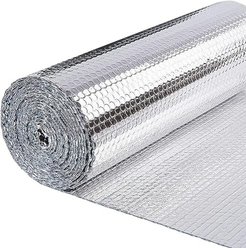 Double Reflective Poly-Foam Insulation, 48 x 25 Ft Radiant Barrier Aluminum Foil Bubble Insulation Roll - Engineered Foil